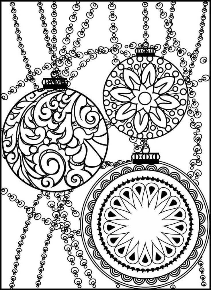 Christmas Ornaments Coloring Page For Adult