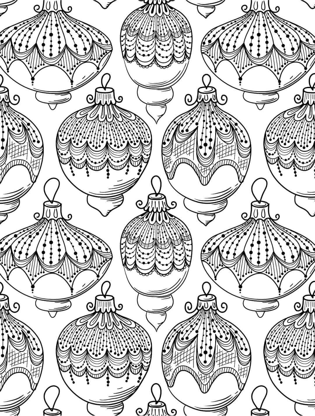 Christmas Ornaments Coloring Page for Adults Printable