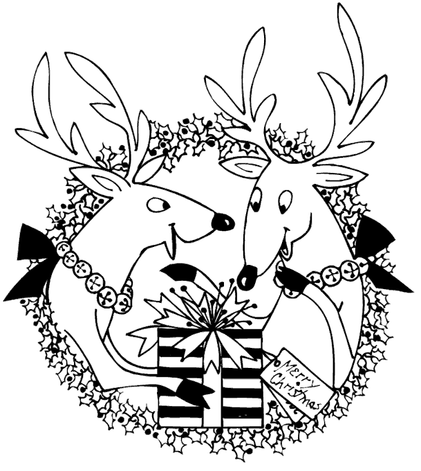 Christmas Present Reindeer Coloring Pages