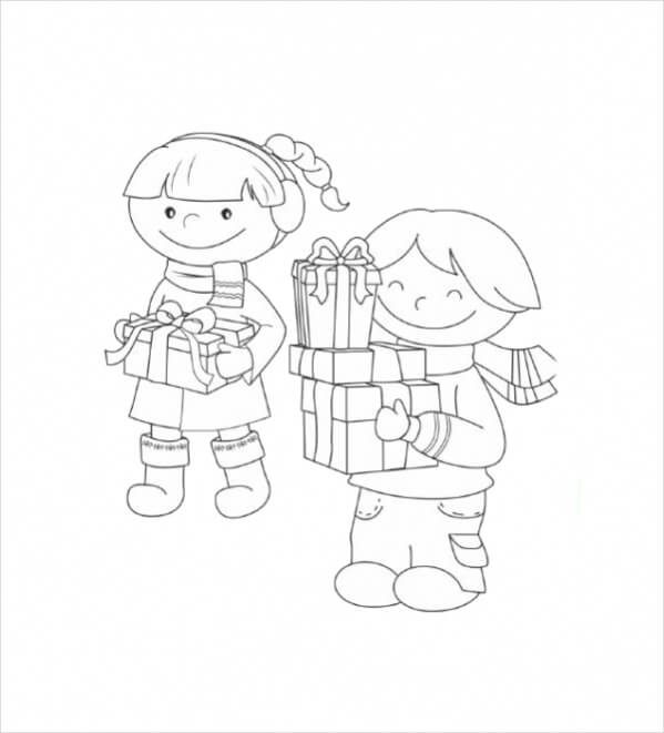 Christmas Presents Coloring Page for Preschoolers