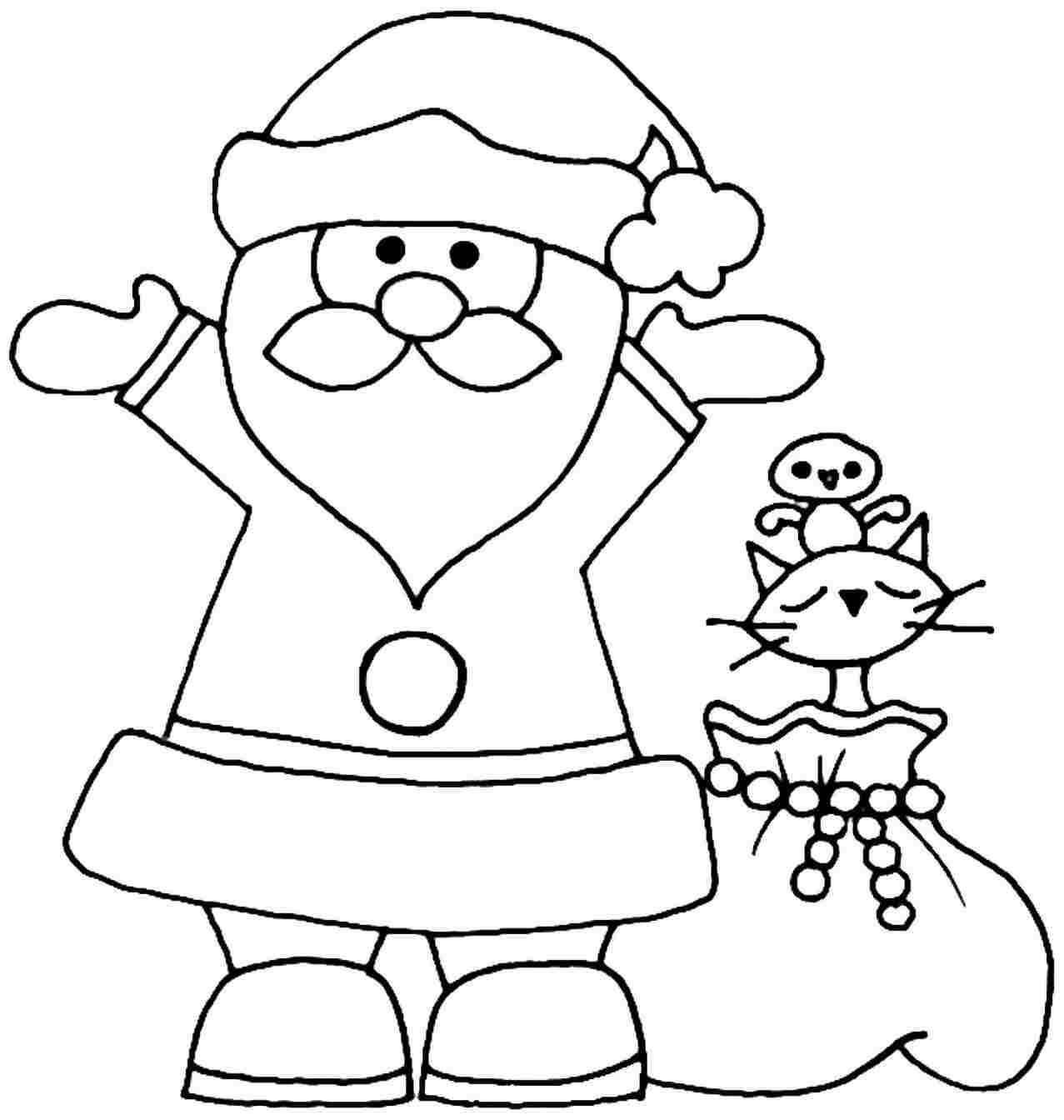 Christmas Santa Coloring Page for Preschoolers