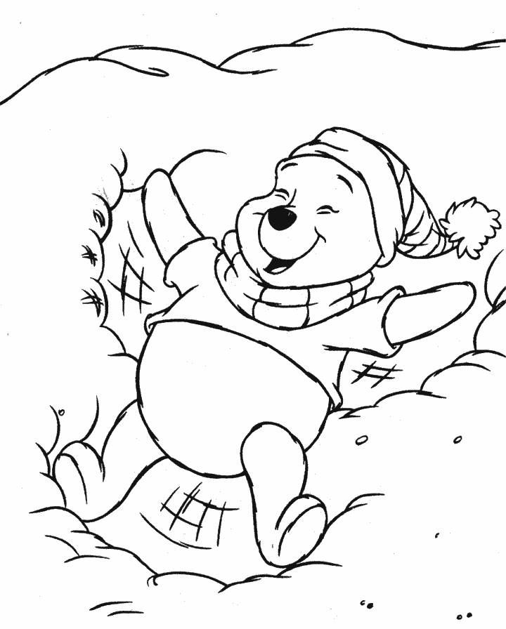 Christmas Snow Angel Winnie The Pooh Coloring Pages