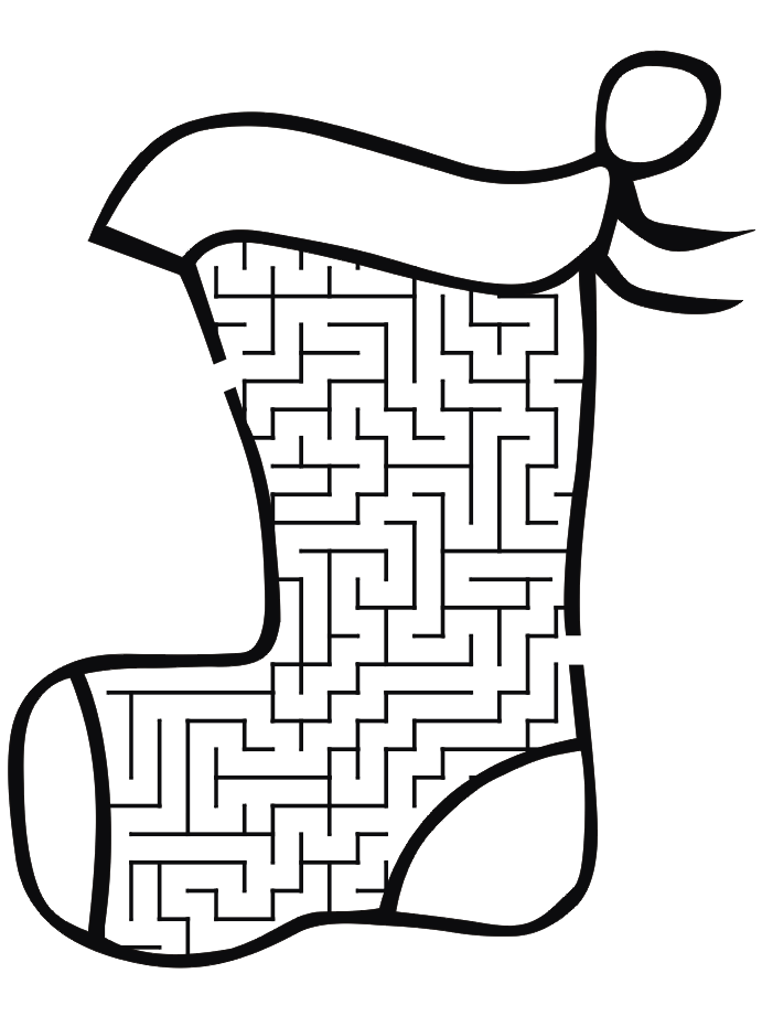 Christmas Stocking Maze Coloring Page