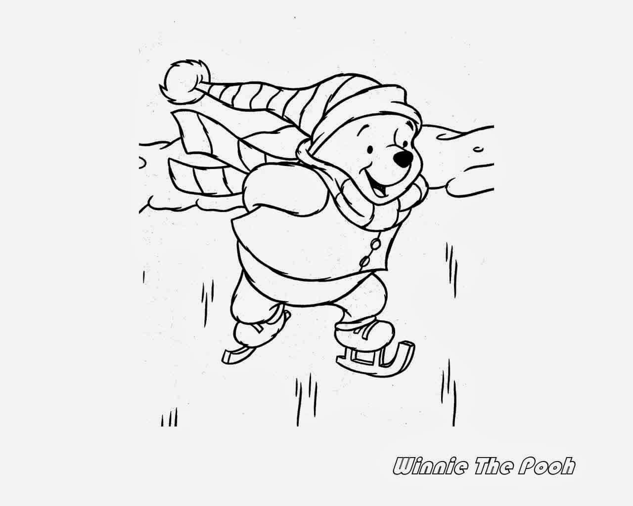 Christmas Winnie The Pooh Ice Skating Coloring Pages