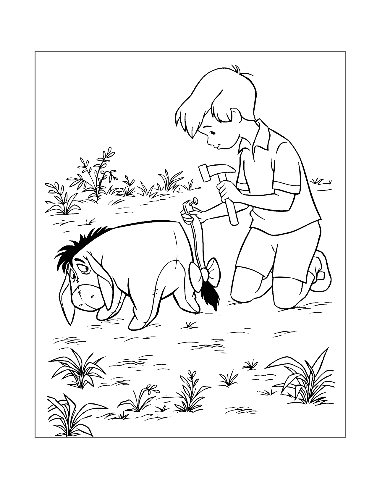 Christopher Pins Eeyores Tail Coloring Page