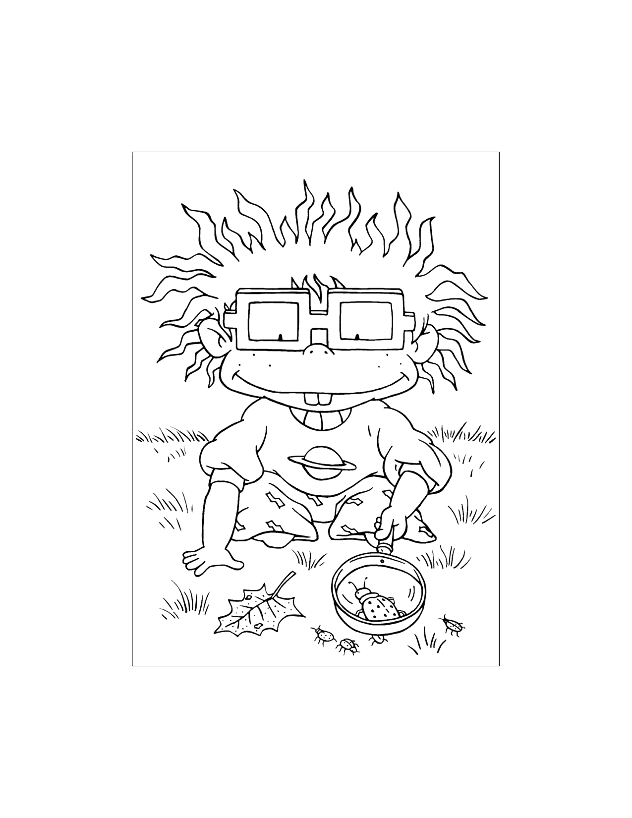 Chuckie Studies Bugs Rugrats Coloring Page