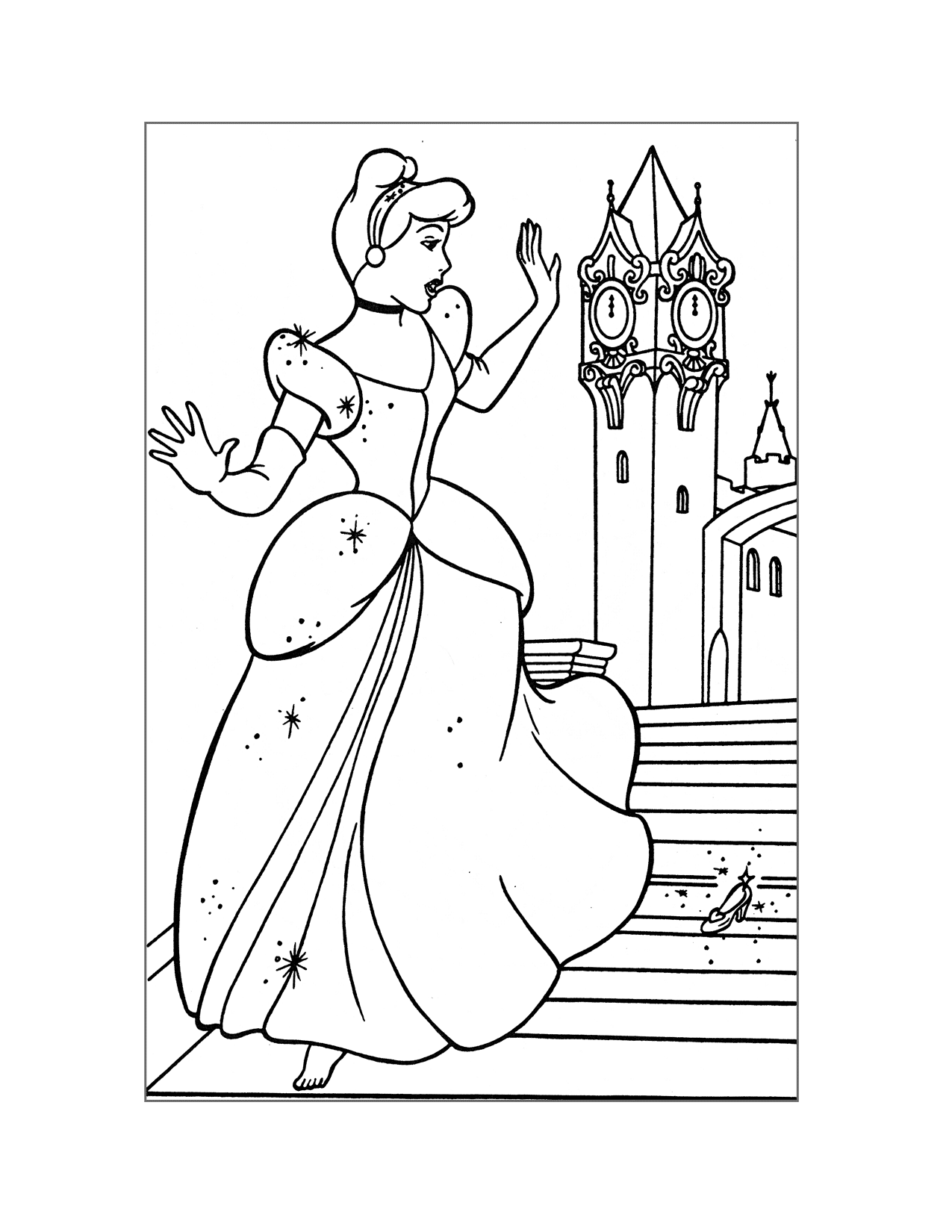 Cinderella Loses A Slipper Coloring Page