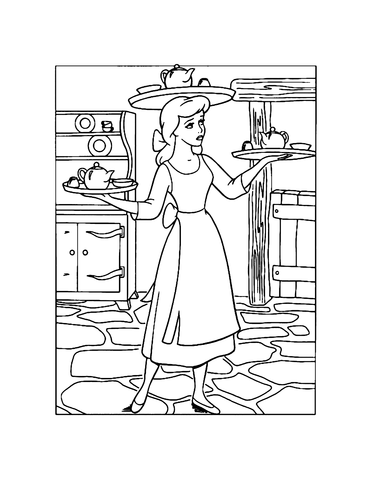 Cinderella Serving Food Coloring Page
