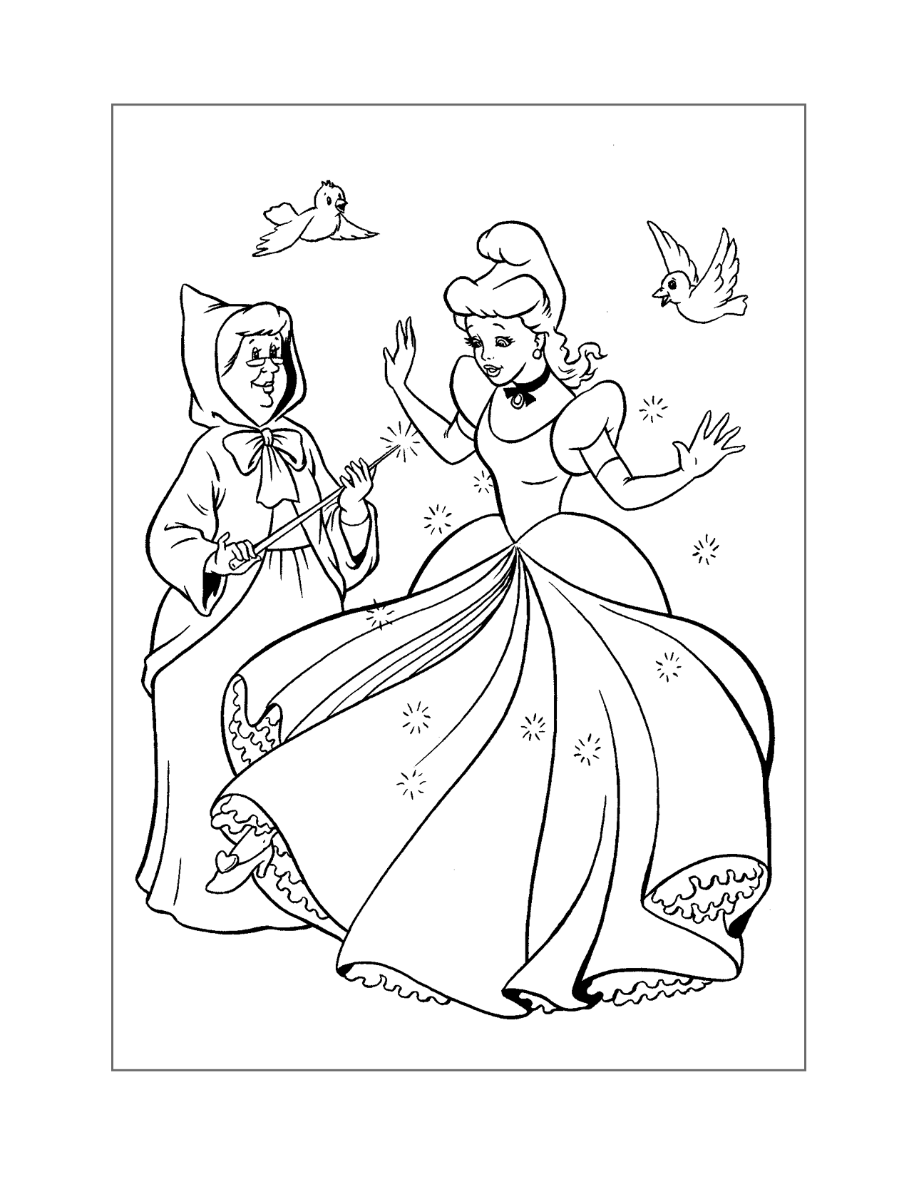 Cinderella And Fairy Godmother Coloring Page