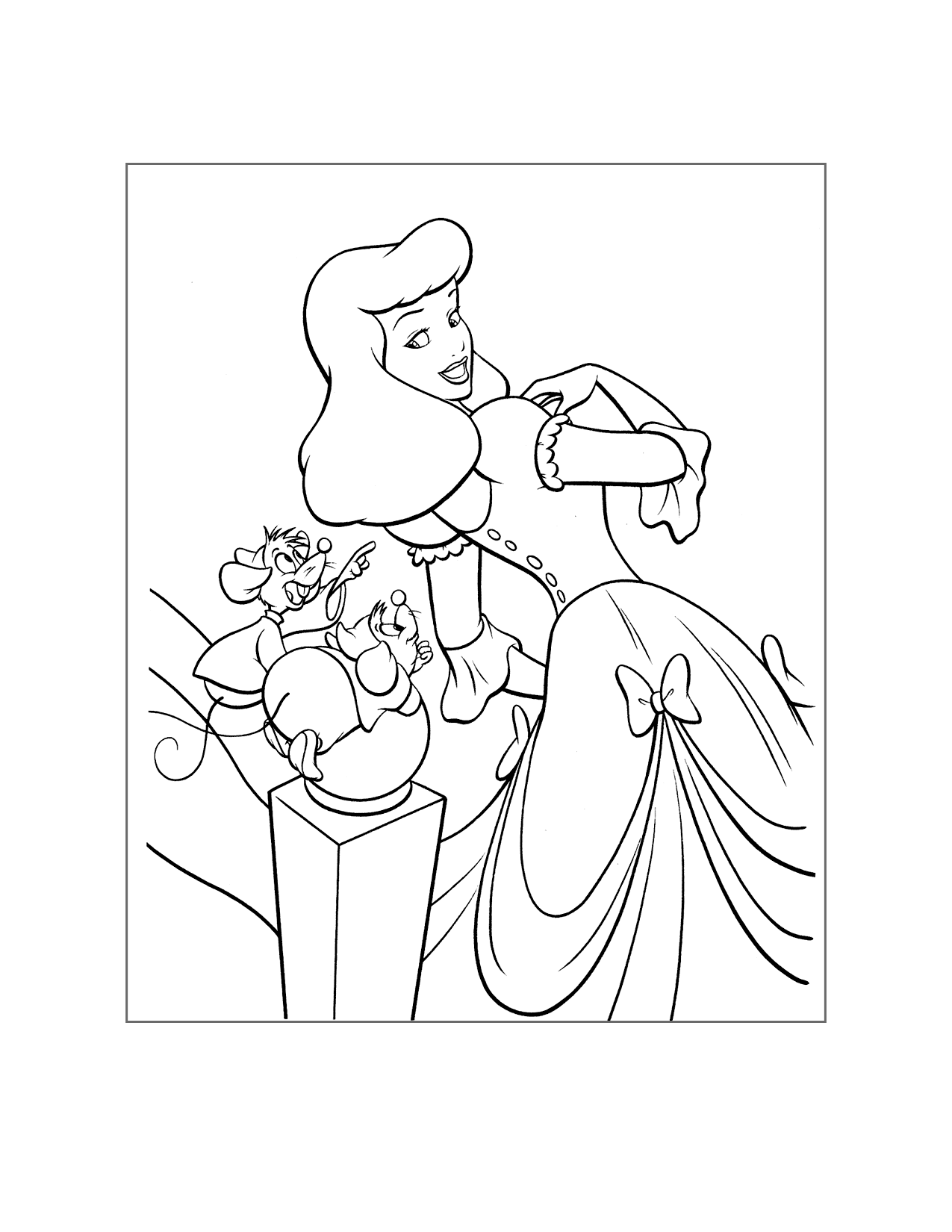 Cinderella And The Mice Coloring Page