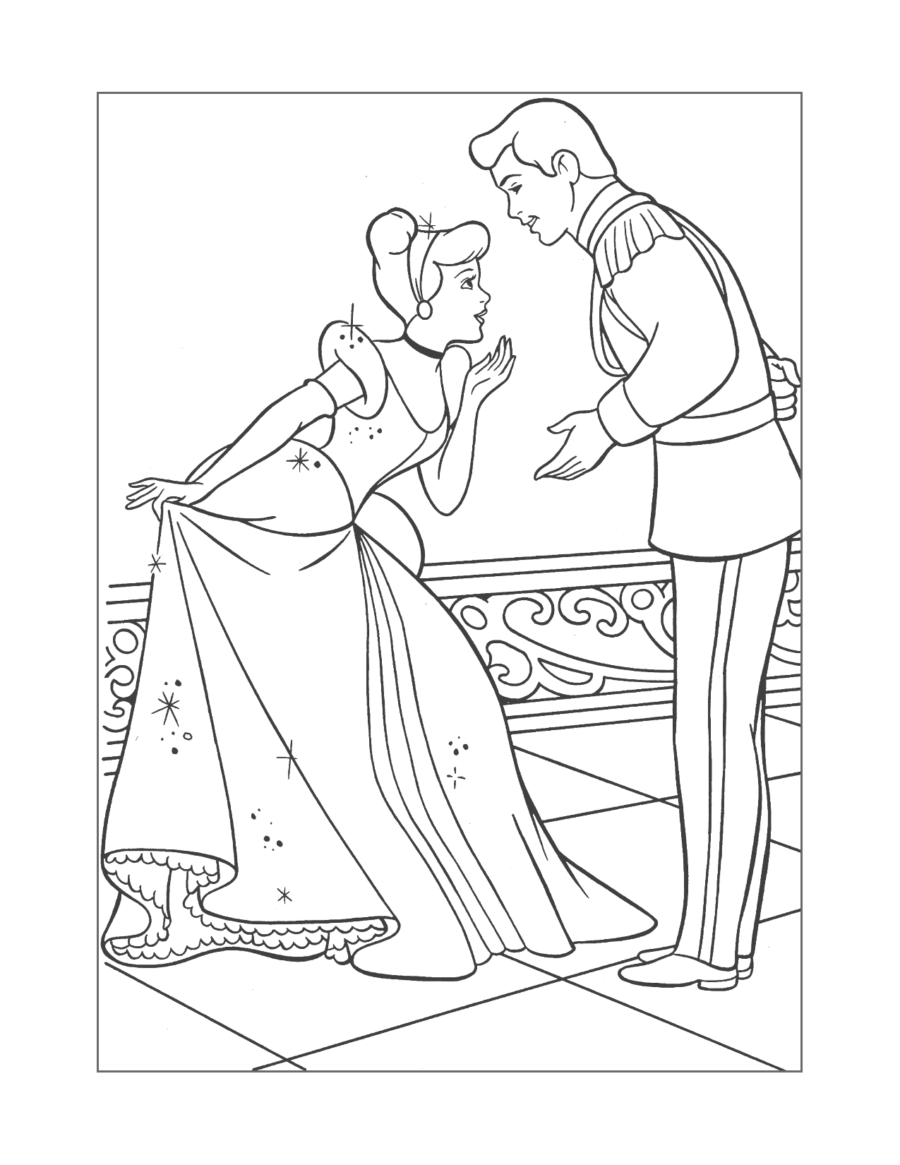 Cinderella And The Prince Coloring Page