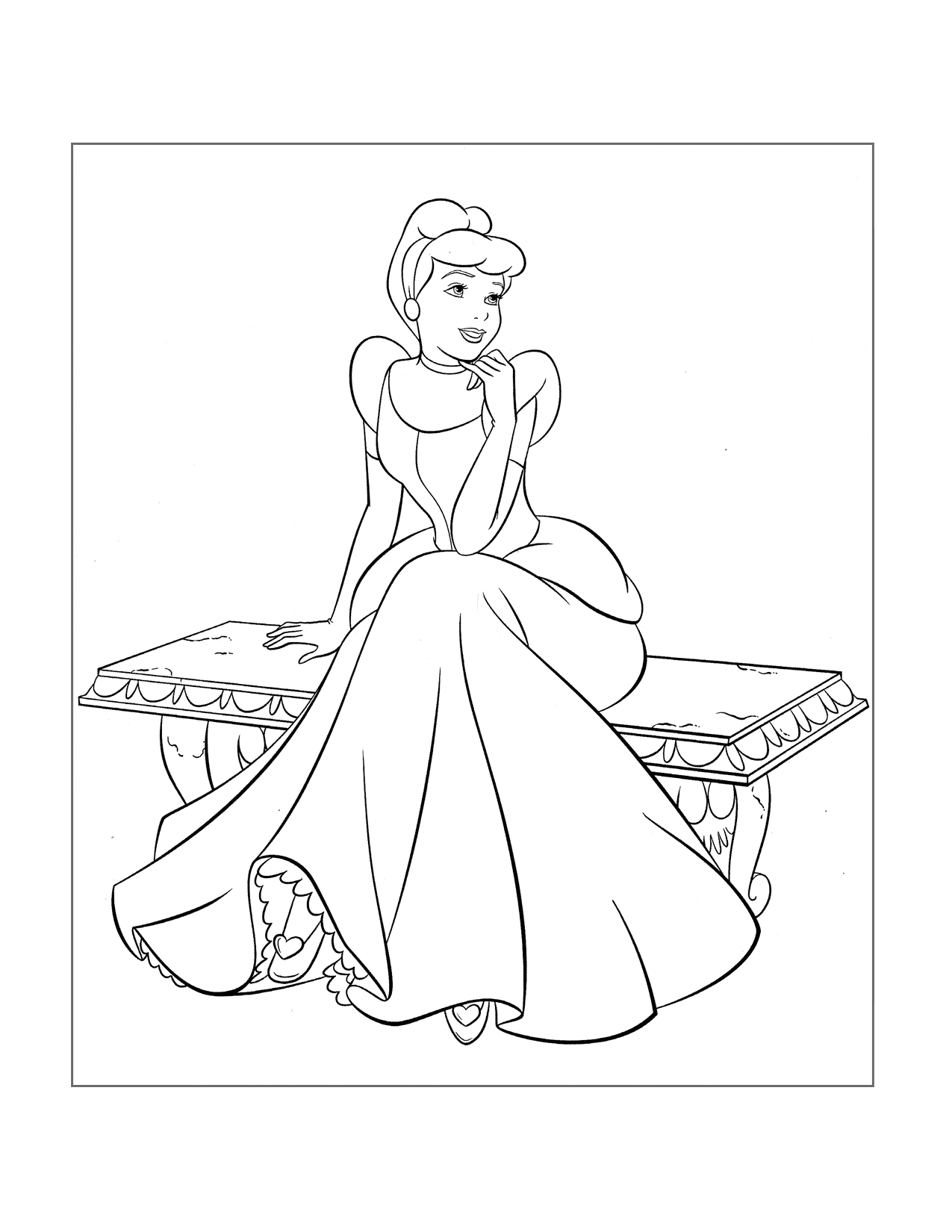 Cinderella In Her Gown Coloring Page