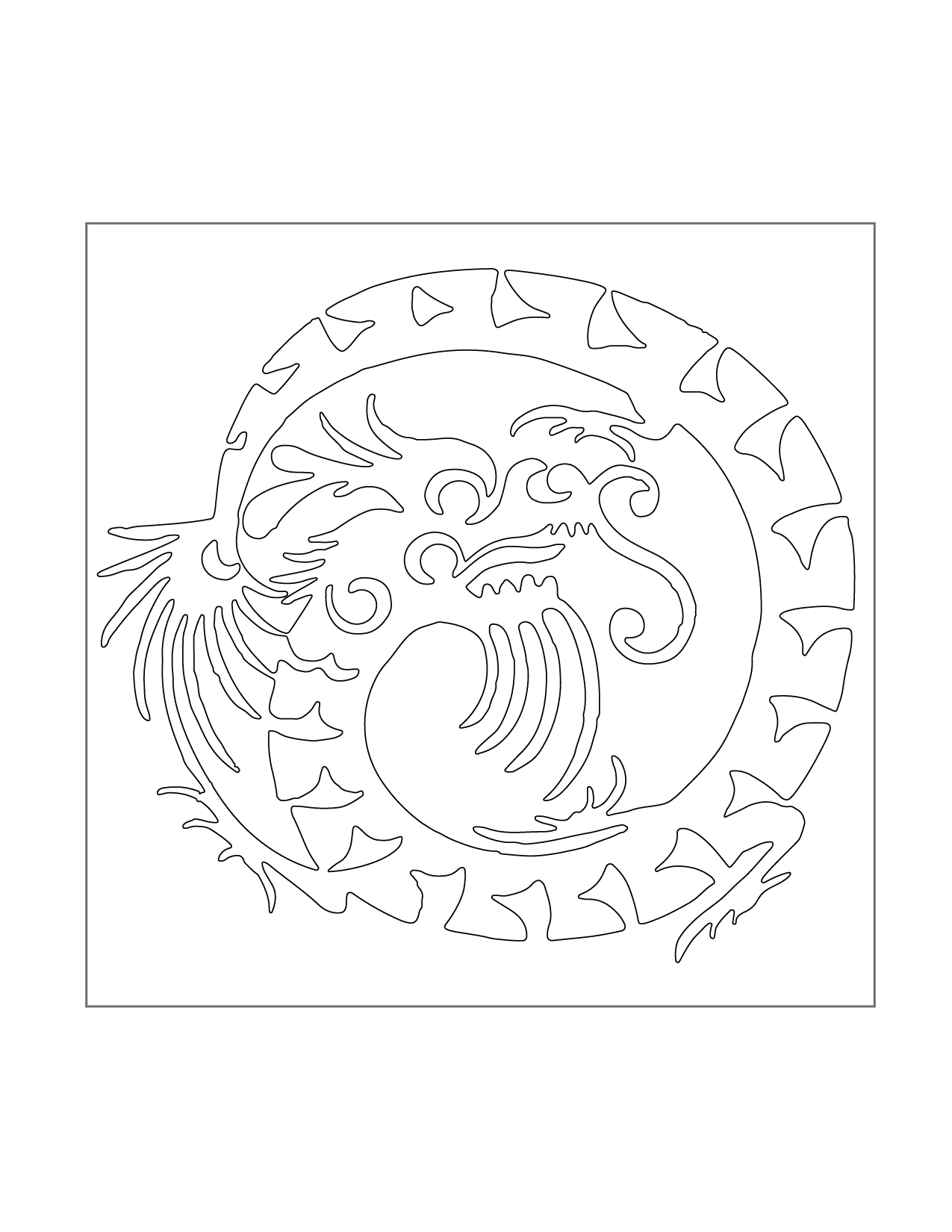 Circular Dragon Coloring Page