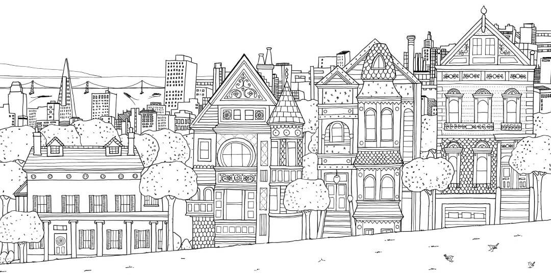 City Houses Coloring Pages