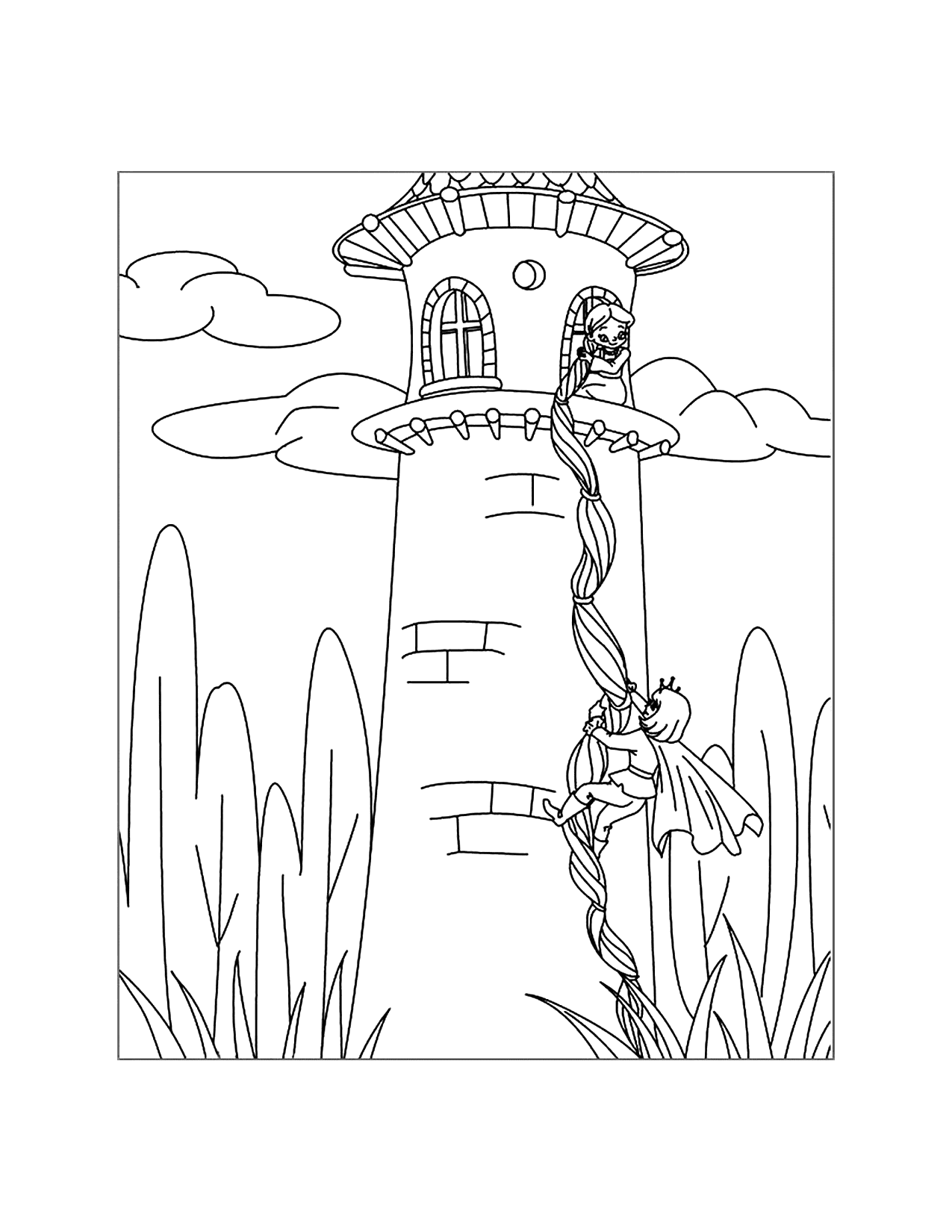 Climbing Rapunzels Hair Coloring Page