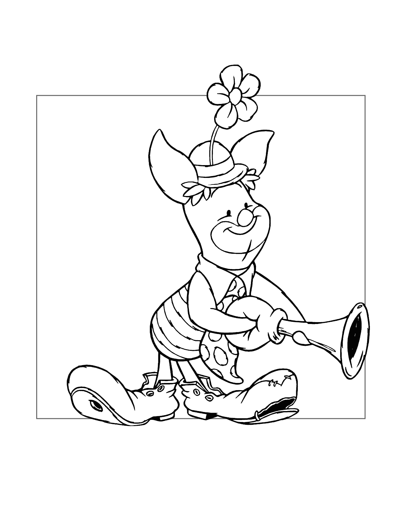 Clown Piglet Coloring Page