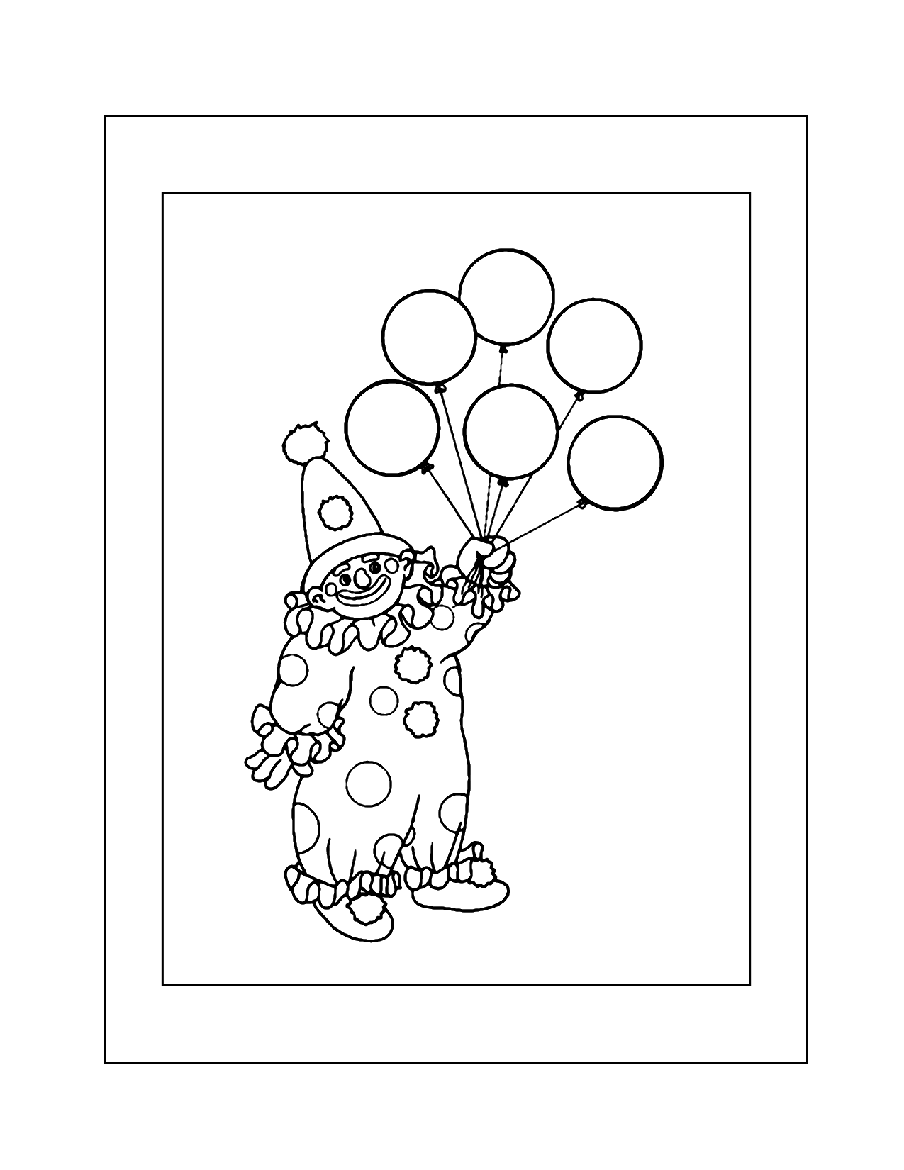 Clown With Balloons Coloring Page