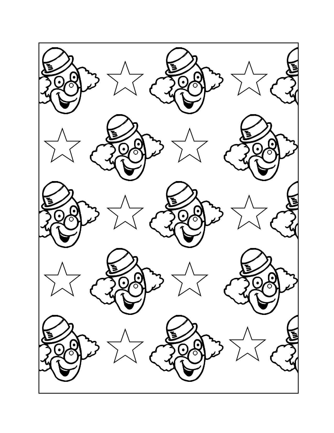 Clowns And Stars Coloring Pages