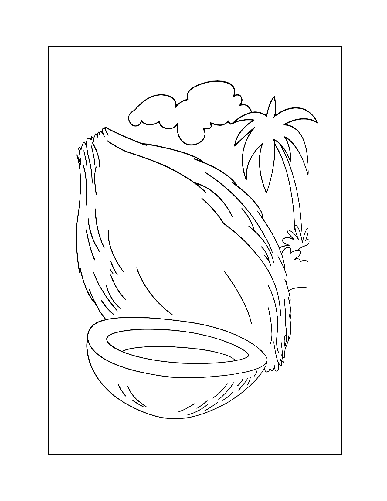 Coconut And Tree Coloring Page