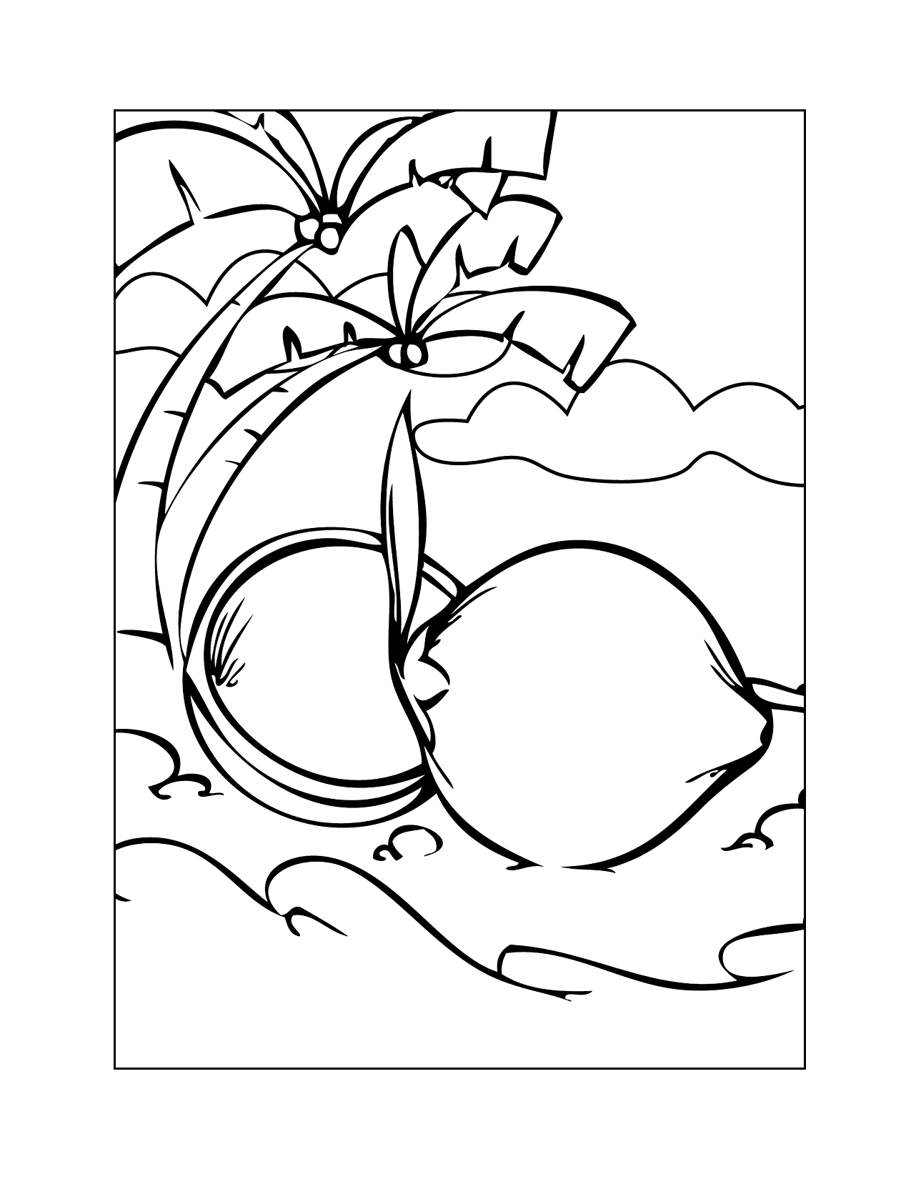 Coconuts On The Beach Coloring Page