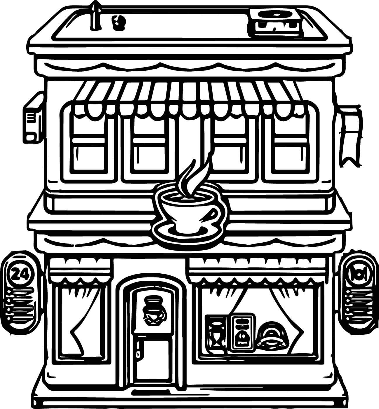 Coffee Shop Restaurant Coloring Pages