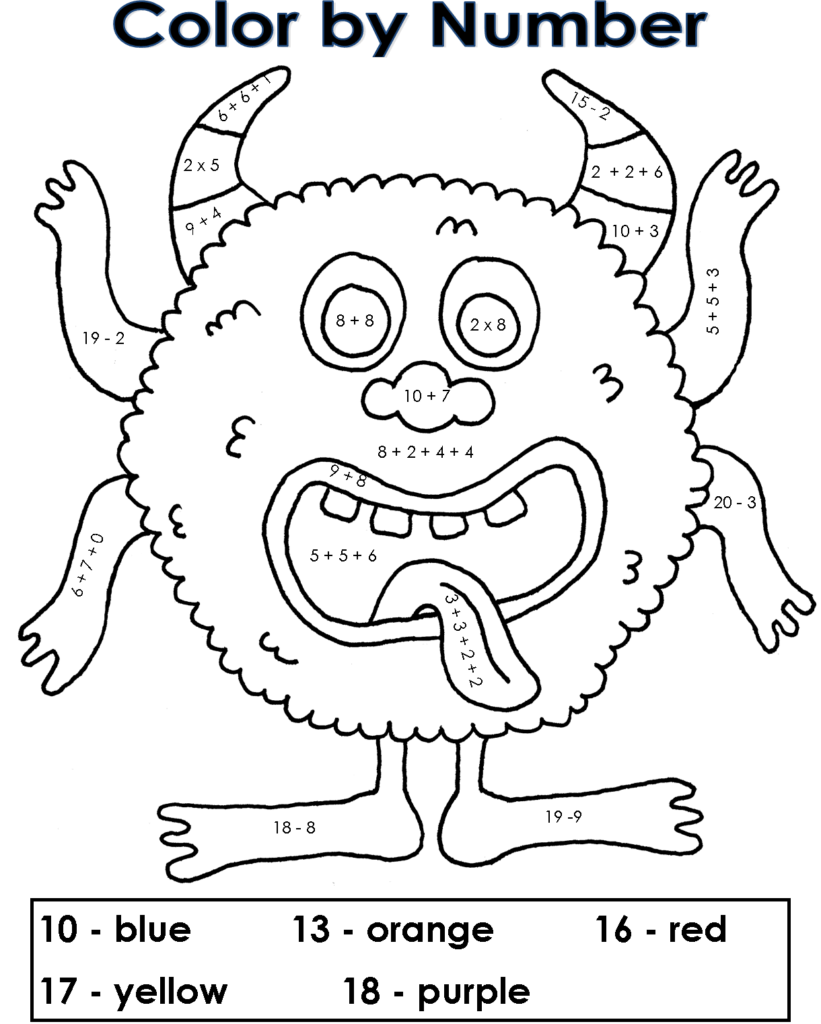 Color By Number Math Coloring Pages