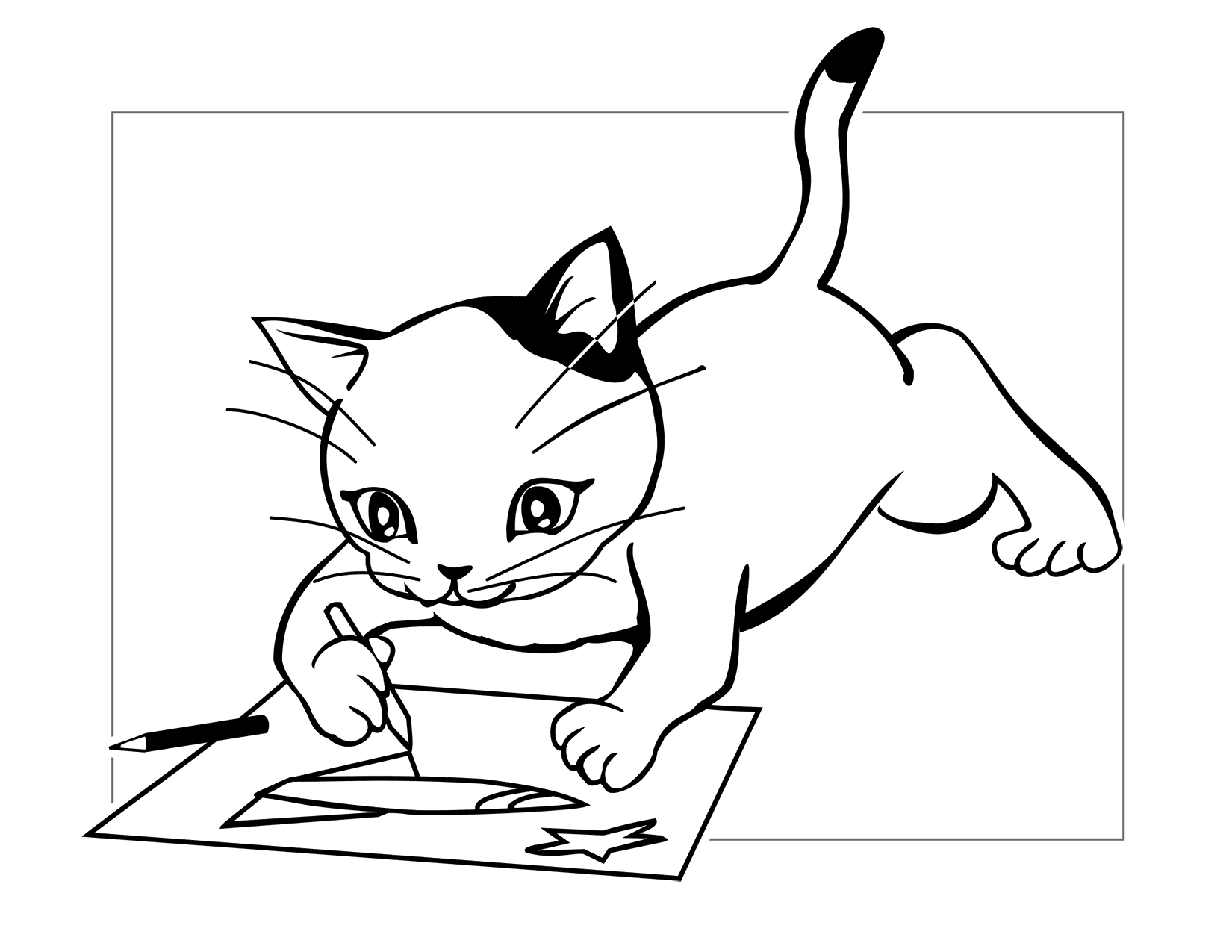 Coloring Kitten Printable Sheet