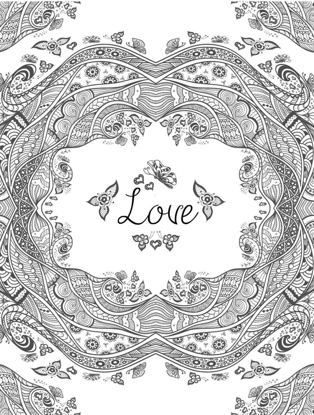 Complex Love Coloring Page for Adults