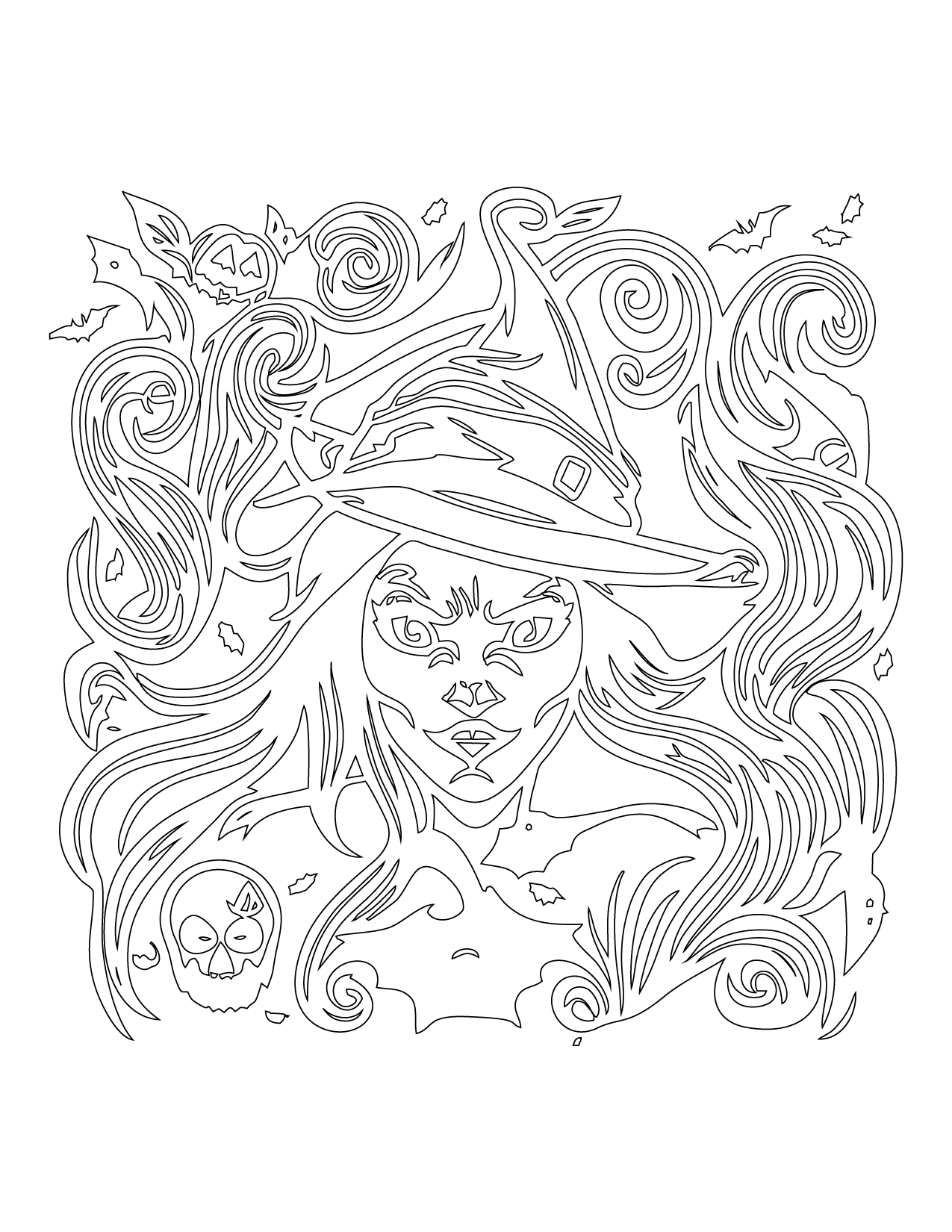Complex Witch Coloring Page