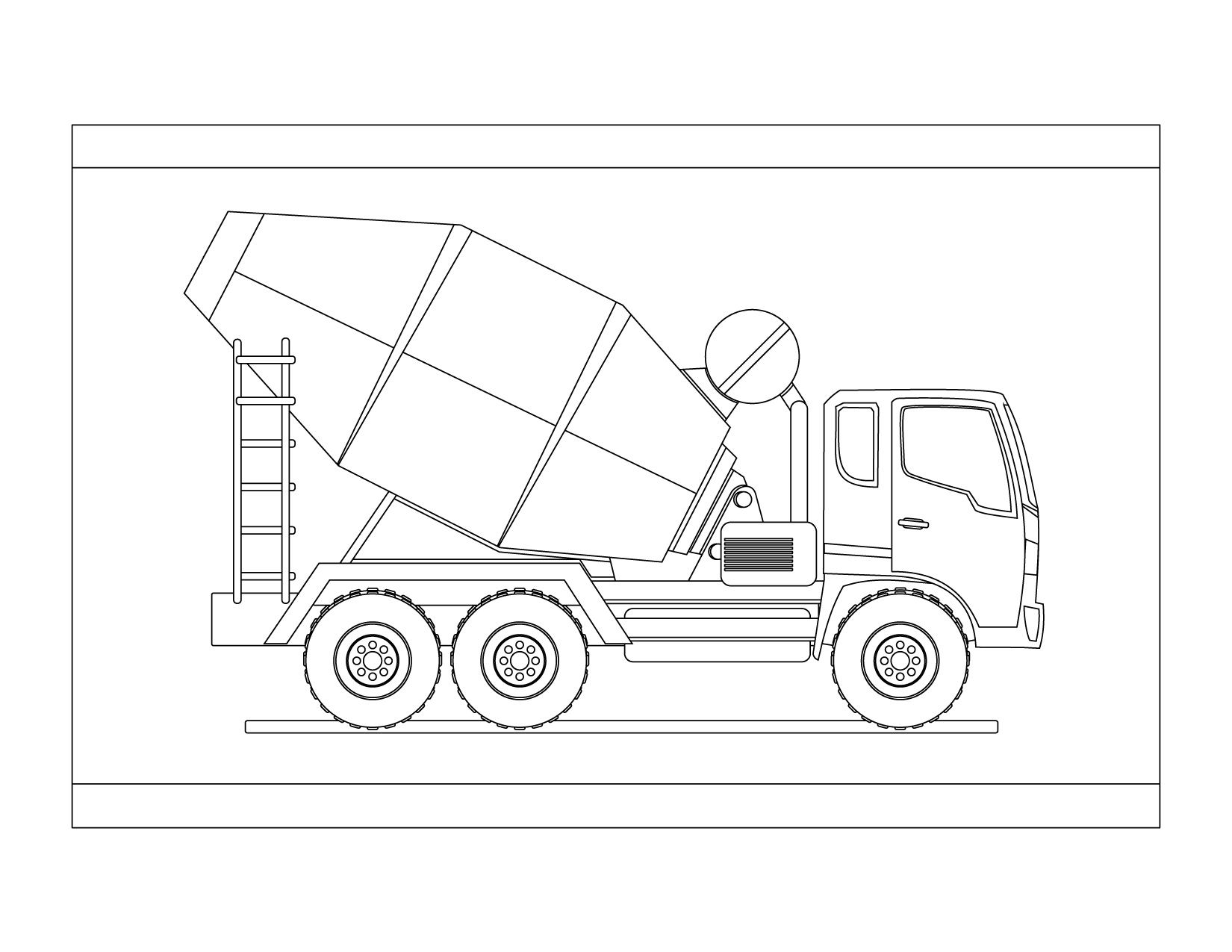 Concrete Mixer Truck Coloring Page