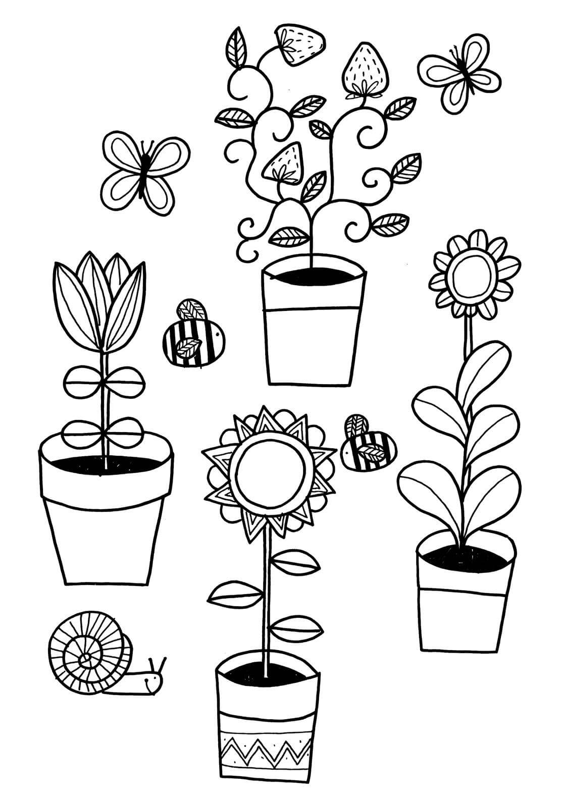 Container Gardening Coloring Page