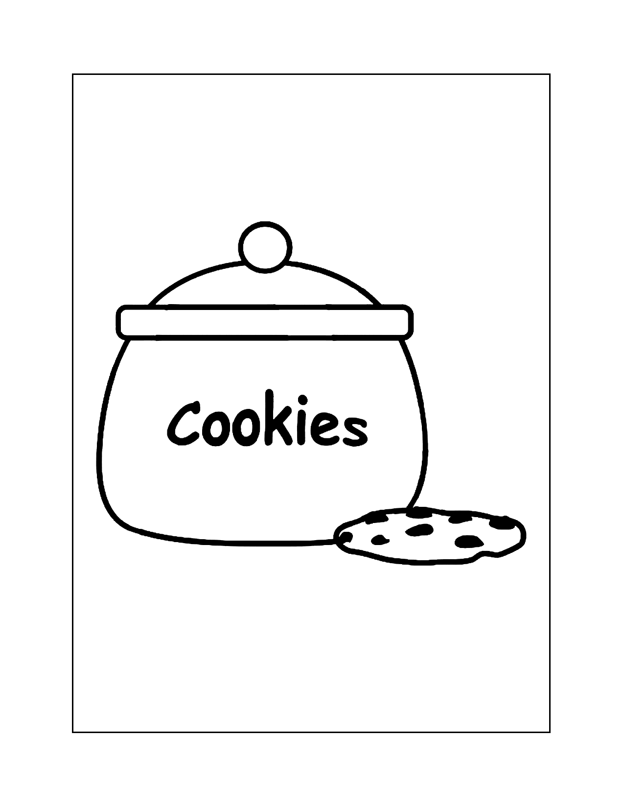 Cookie Jar And Cookie Coloring Page