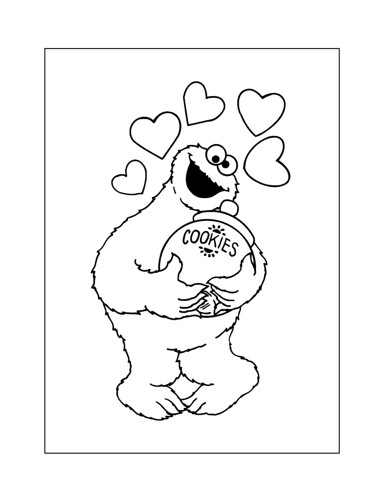 Cookie Monster Loves Cookies Coloring Page