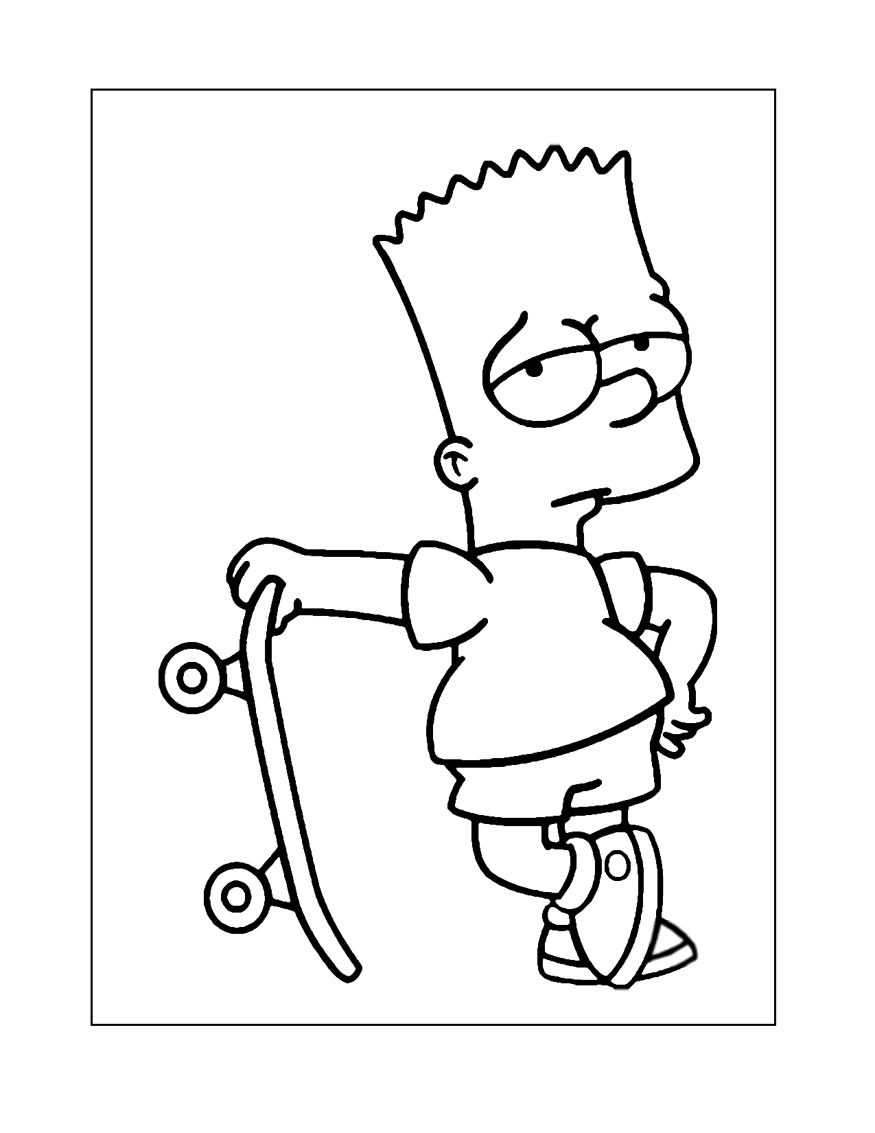 Cool Bart Simpson With Skateboard Coloring Page