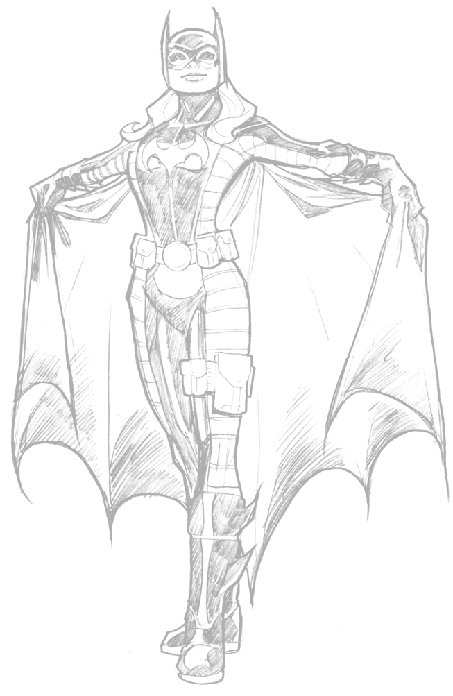 Cool Batgirl Traceable Art For Coloring