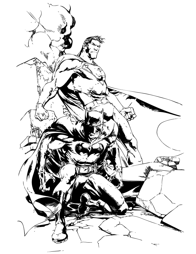 Cool Batman And Superman Coloring Page