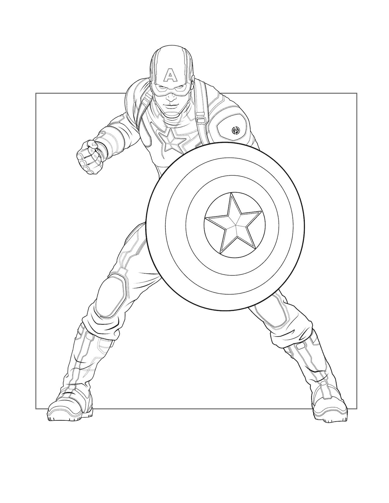 Cool Captain America With Shield Coloring Page
