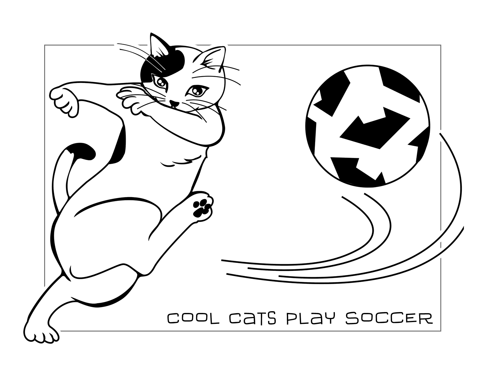 Cool Cats Play Soccer Coloring Page