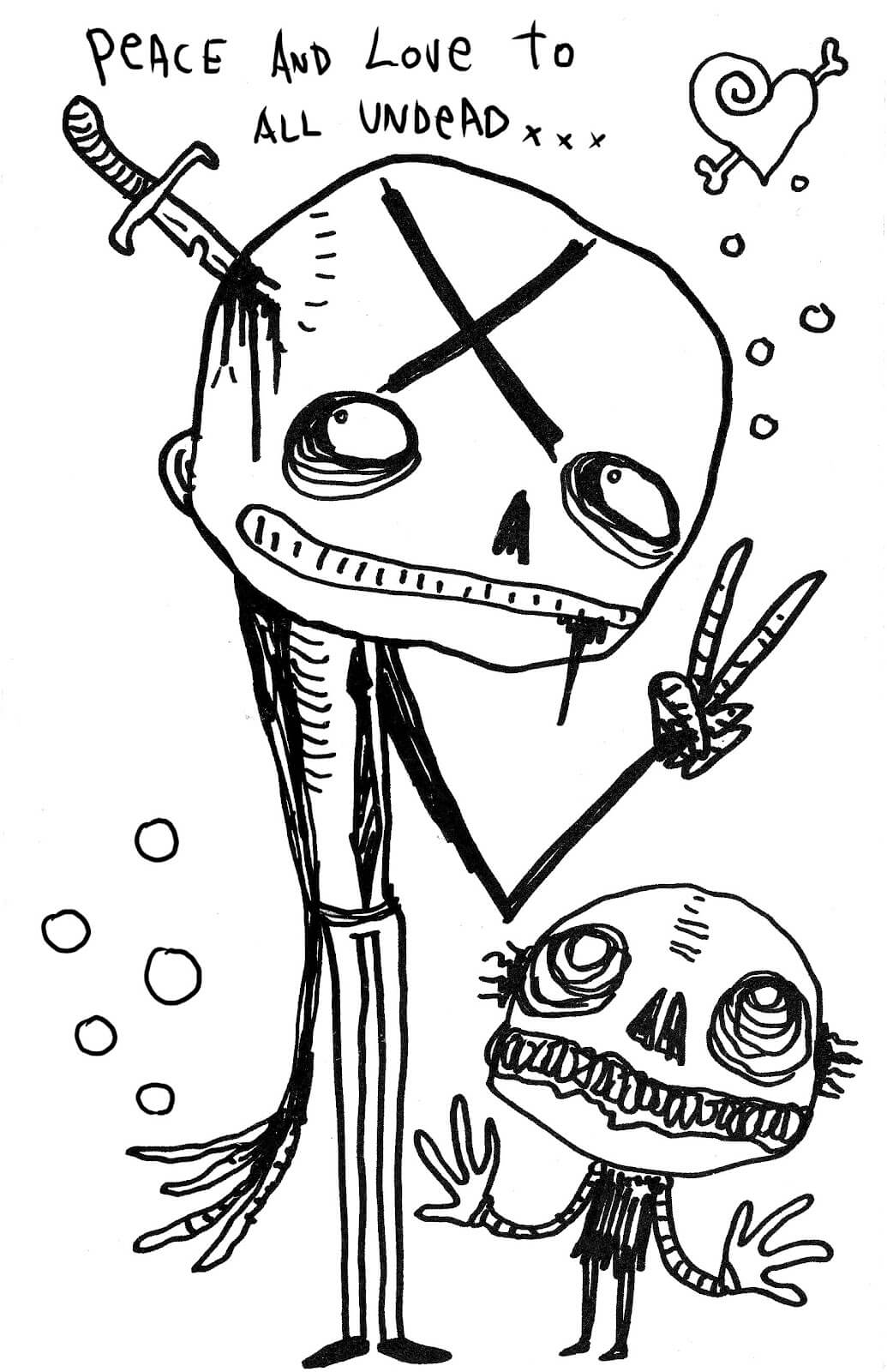 Cool Cute Undead Coloring Page