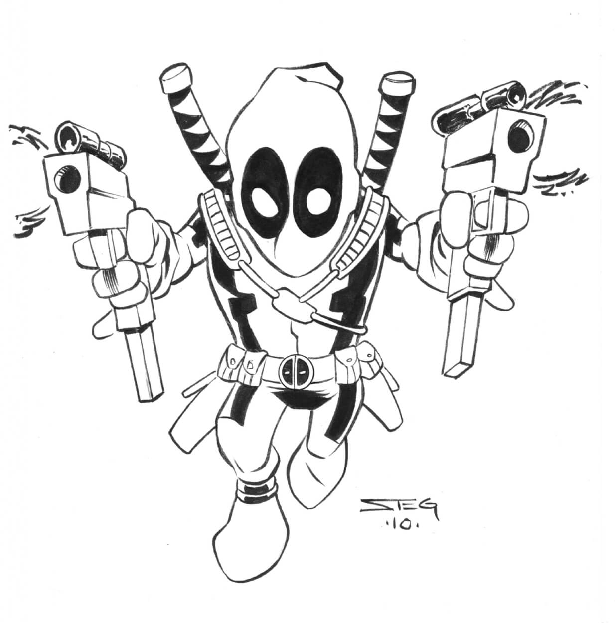 Cool Deadpool Sketch to Color