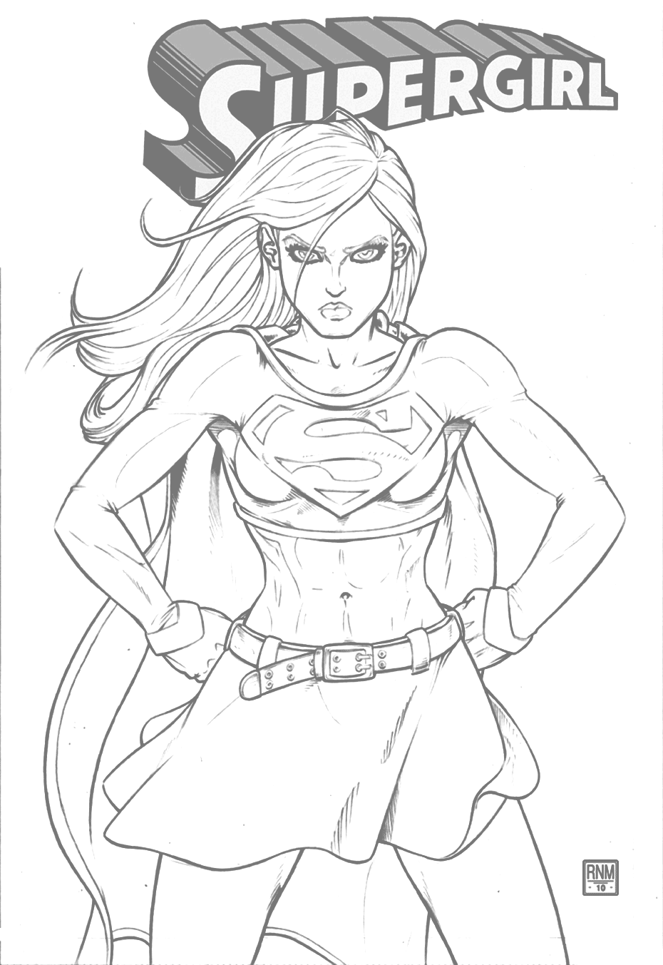 Cool Supergirl Traceable Art For Coloring