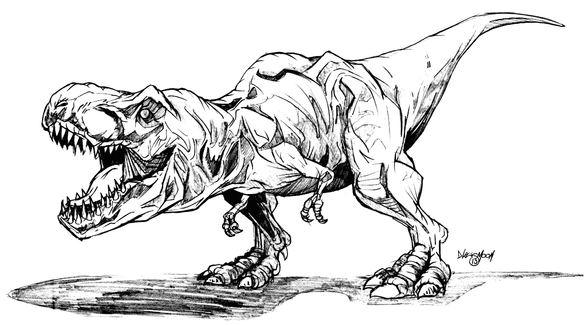 Cool T Rex Drawing to Color