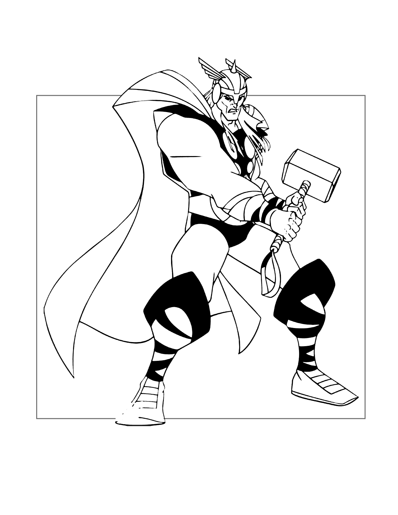 Cool Thor And Hammer Comic Coloring Page