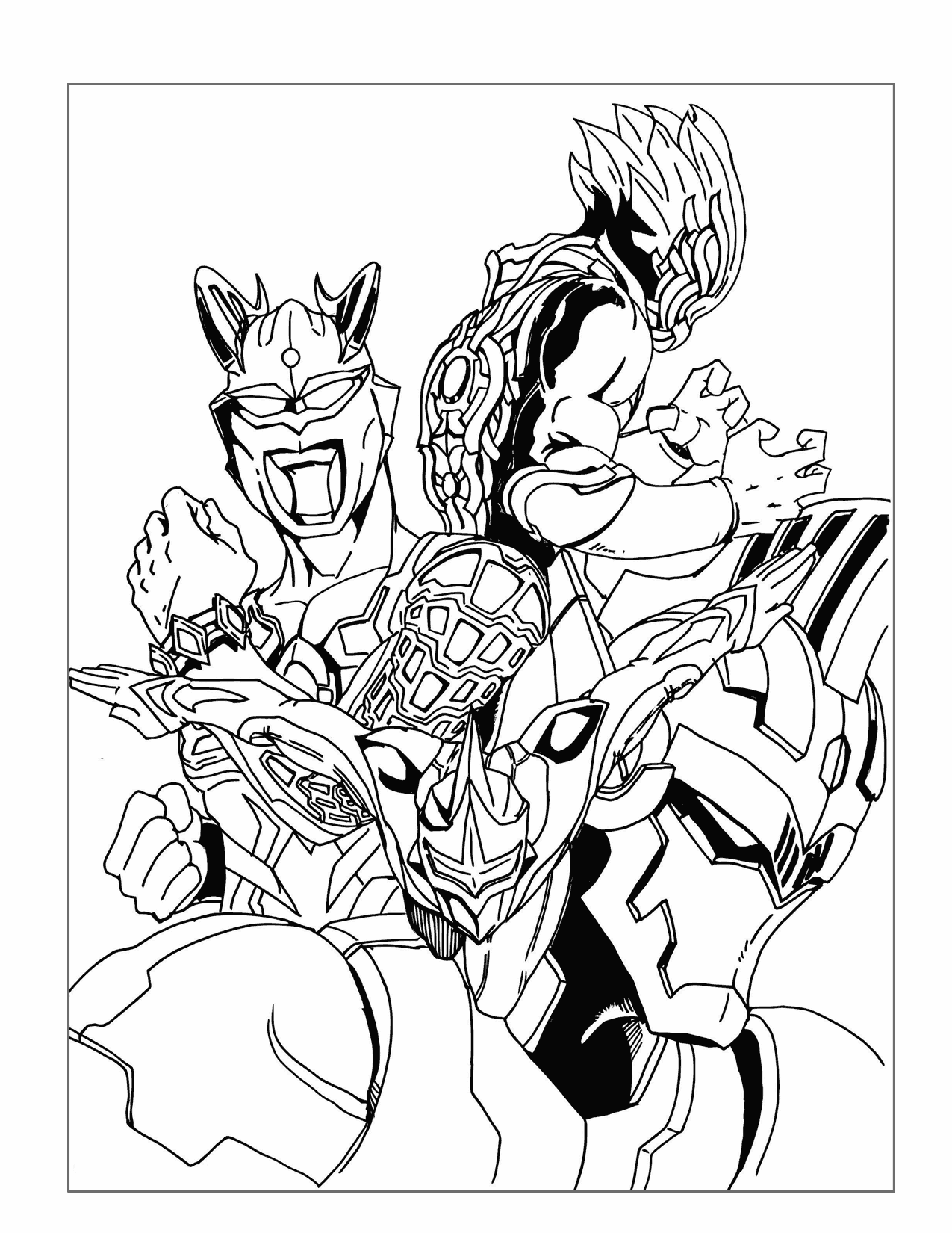 Cool Ultraman Characters Coloring Page