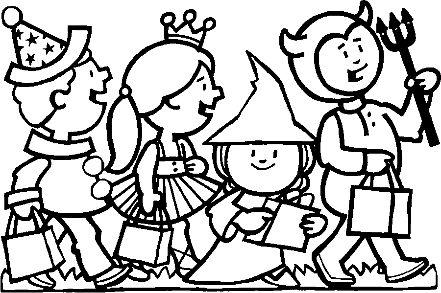 Costume Parade Halloween Coloring Page