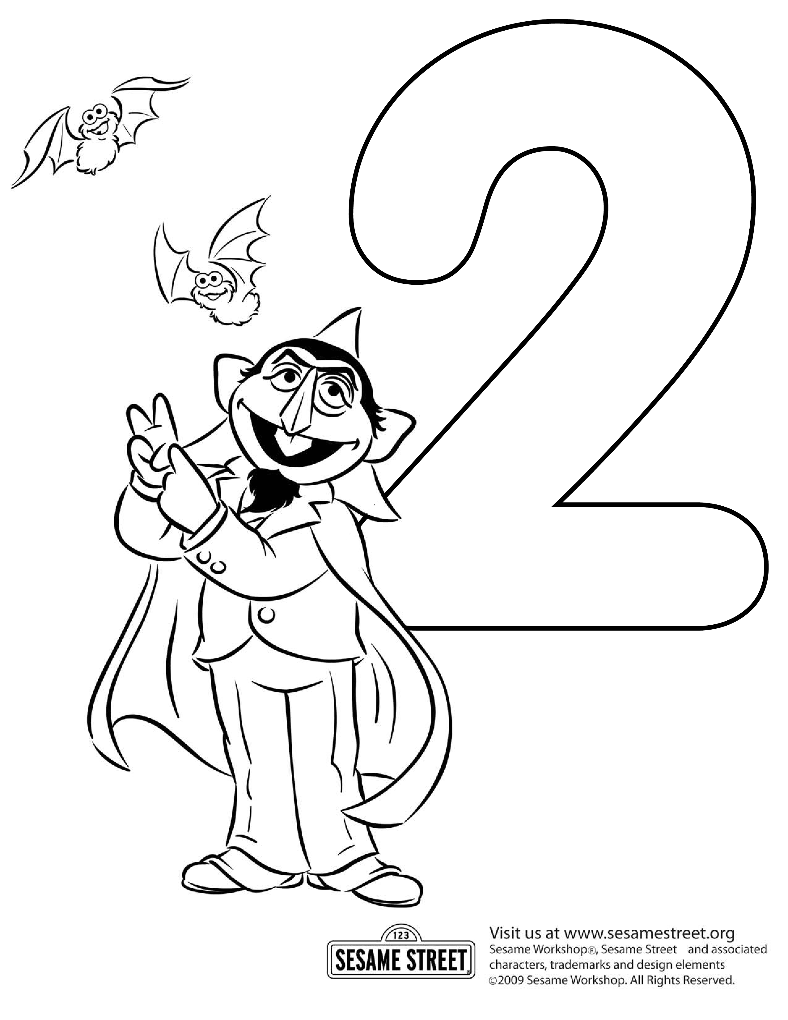 Count Number 2 Sesame Street Coloring Pages