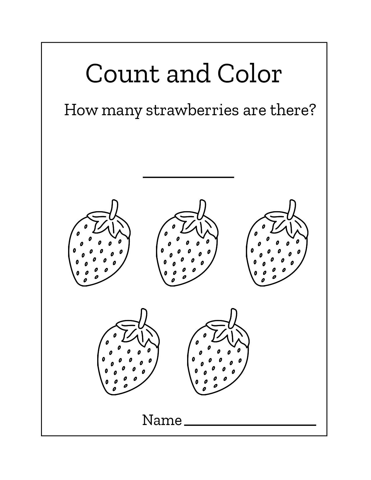 Count And Color Strawberries Worksheet