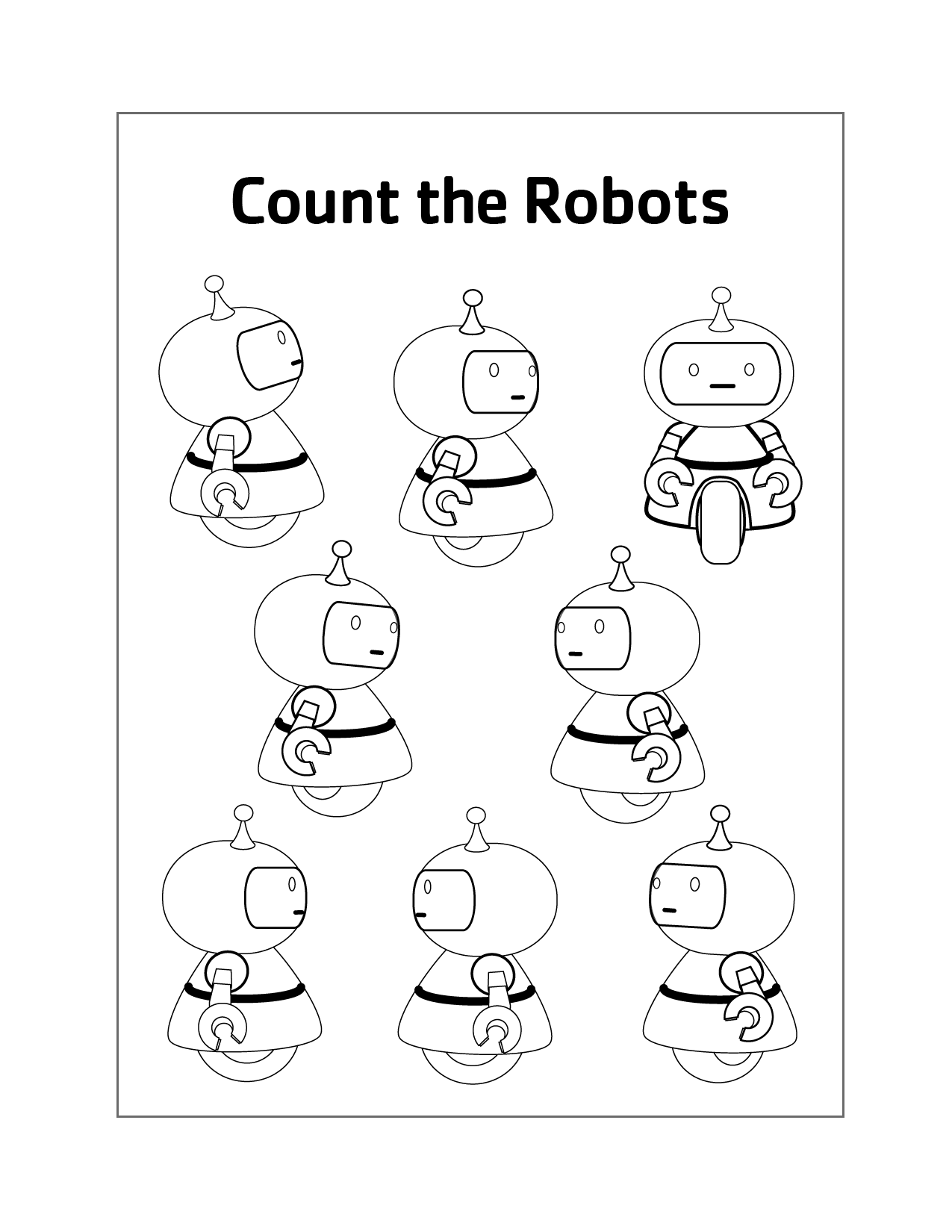Count The Robots Coloring Page