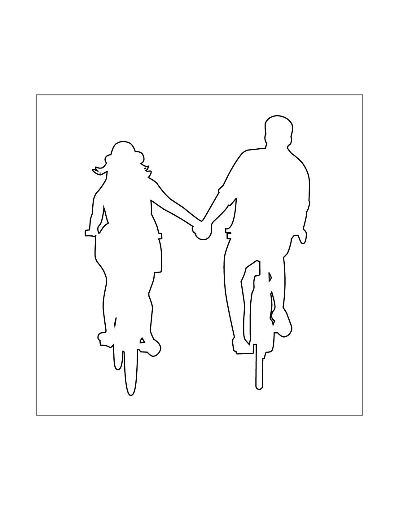 Couple Holding Hands Riding Bikes Coloring Page