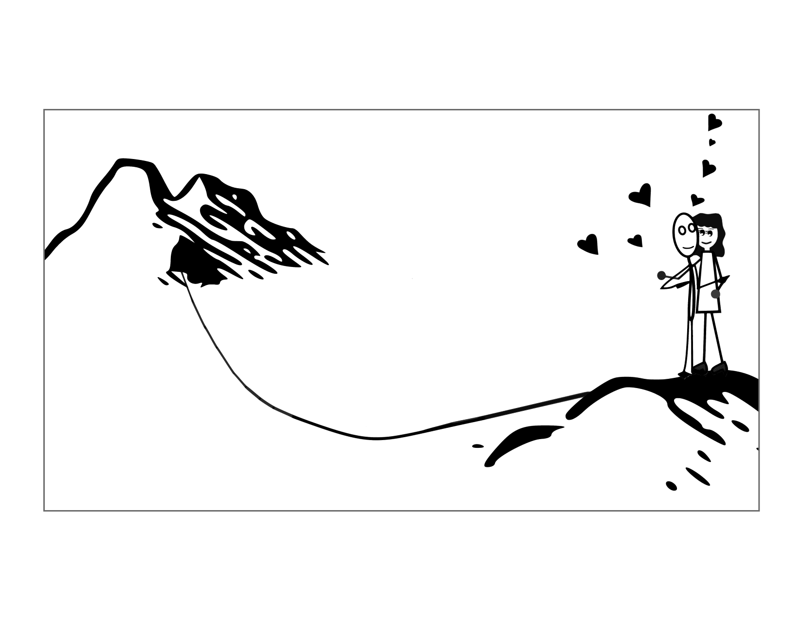 Couple On A Mountain Coloring Page